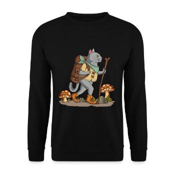 Chat Cottagecore - Sweat-shirt Unisexe - noir - Devant - Alina (178cm) & Michal (187cm)