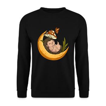 Cottagecore Igel - Unisex Pullover - Schwarz - Vorne - Alina (178cm) & Michal (187cm)