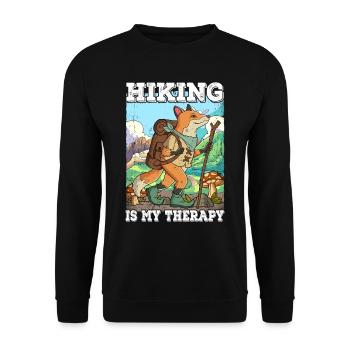 Hiking Is My Therapy Wandern - Unisex Sweatshirt - black - Front - Alina (178cm) & Michal (187cm)