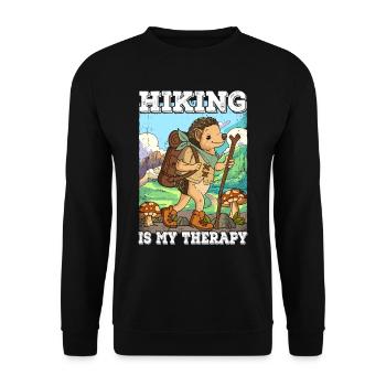 Hiking Is My Therapy Wandern - Unisex Sweatshirt - black - Front - Alina (178cm) & Michal (187cm)