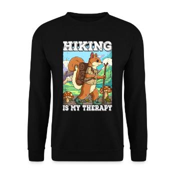Hiking Is My Therapy Wandern - Unisex Sweatshirt - black - Front - Alina (178cm) & Michal (187cm)