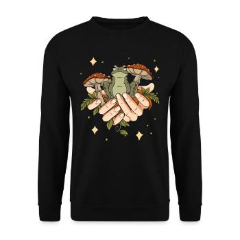 Cottagecore Frog - Unisex Sweatshirt - black - Front - Alina (178cm) & Michal (187cm)