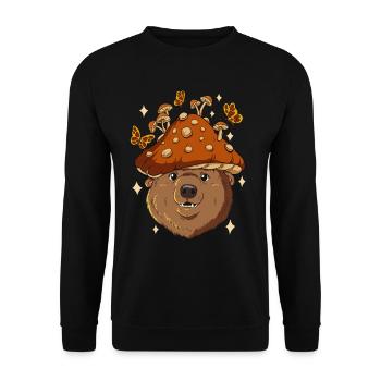 Cottagecore Bear - Unisex Sweatshirt - black - Front - Alina (178cm) & Michal (187cm)