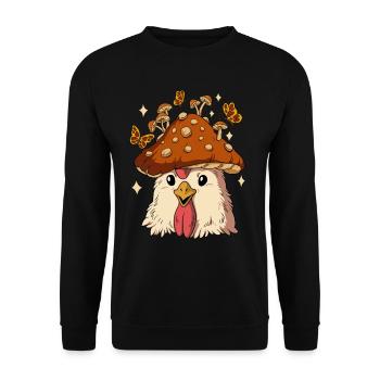 Cottagecore Chicken - Unisex Sweatshirt - black - Front - Alina (178cm) & Michal (187cm)
