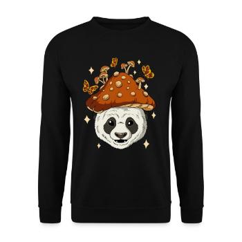 Cottagecore Panda - Unisex Sweatshirt - black - Front - Alina (178cm) & Michal (187cm)