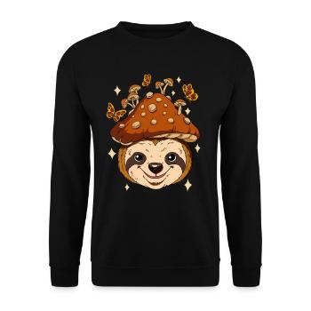 Cottagecore Sloth - Unisex Sweatshirt - black - Front - Alina (178cm) & Michal (187cm)