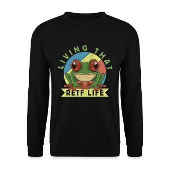 Conception de grenouille aux yeux rouges pour un chasseur de grenouilles - Sweat-shirt Unisexe - noir - Devant - Alina (178cm) & Michal (187cm)
