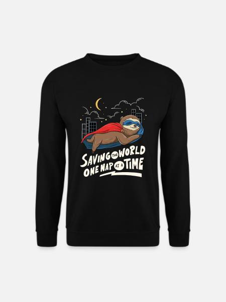 Faultier-Superhelden-Design zum Schlafen - Unisex Pullover - Schwarz