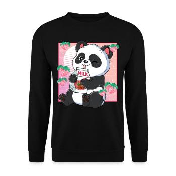 Kawaii Panda Strawberry Milk - Unisex Sweatshirt - black - Front - Alina (178cm) & Michal (187cm)