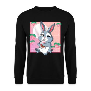 Kawaii Rabbit Strawberry Milk - Unisex Sweatshirt - black - Front - Alina (178cm) & Michal (187cm)