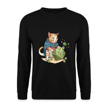 RPG Meow Cat D20 Cube Design for an RPG GAMER - Unisex Sweatshirt - black - Front - Alina (178cm) & Michal (187cm)