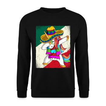Dabbing Mexican Einhorn Cinco De Mayo - Unisex Pullover - Schwarz - Vorne - Alina (178cm) & Michal (187cm)
