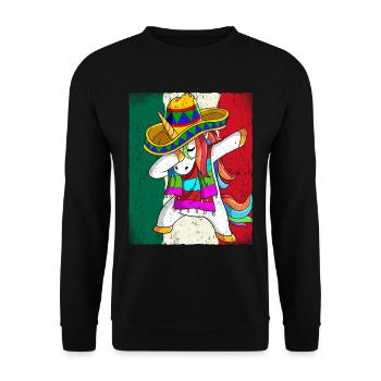 Dabbing Mexican Einhorn Cinco De Mayo - Unisex Pullover - Schwarz - Vorne - Alina (178cm) & Michal (187cm)