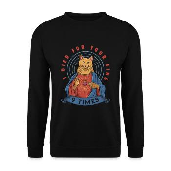 Le chat comme Jésus L’humour pour un chrétien - Sweat-shirt Unisexe - noir - Devant - Alina (178cm) & Michal (187cm)