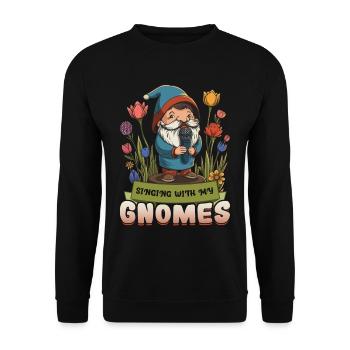 Garden Gnome Garden - Unisex Sweatshirt - black - Front - Alina (178cm) & Michal (187cm)