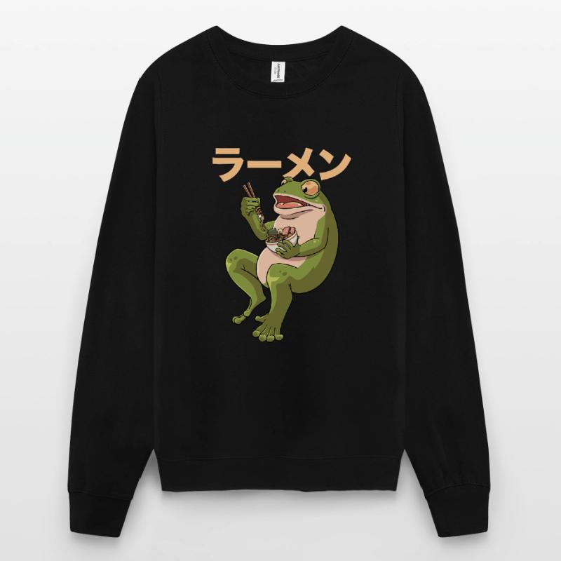 Toad frog eats ramen soup design for a Unisex Sweatshirt