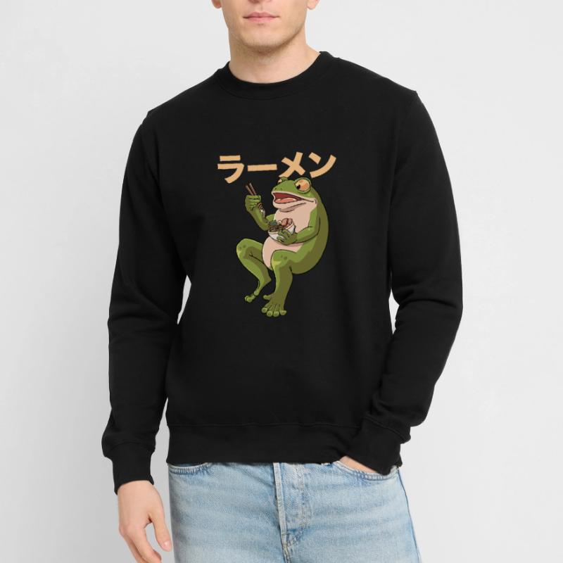 Toad frog eats ramen soup design for a Unisex Sweatshirt