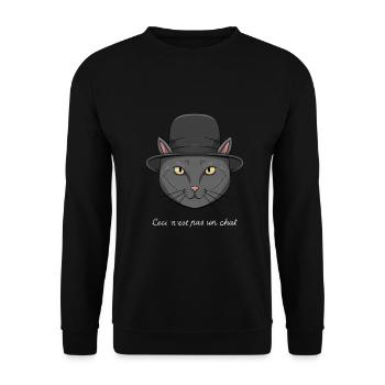 Kunstgeschichte Bildende Kunst Surrealismus Katze - Unisex Pullover - Schwarz - Vorne - Alina (178cm) & Michal (187cm)