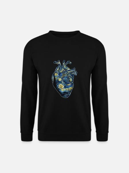 Anatomisches Herz im Stil von Van Goghs Stary - Unisex Pullover - Schwarz