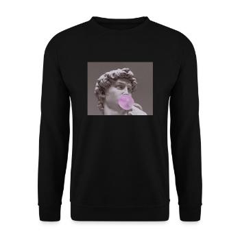 Michelangelo-David-Statue mit Kaugummi für einen - Unisex Pullover - Schwarz - Vorne - Alina (178cm) & Michal (187cm)