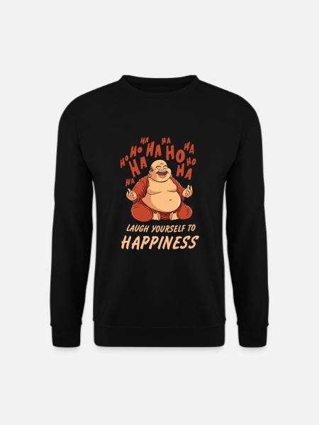 Lachende Meditation Buddha Design für Lachyoga - Unisex Pullover - Schwarz