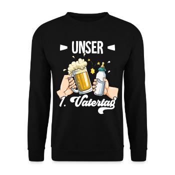 Erster Vatertag - Unisex Pullover - Schwarz - Vorne - Alina (178cm) & Michal (187cm)