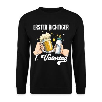 Erster Vatertag - Unisex Pullover - Schwarz - Vorne - Alina (178cm) & Michal (187cm)