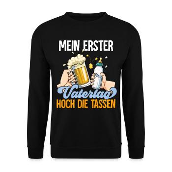 Erster Vatertag - Unisex Pullover - Schwarz - Vorne - Alina (178cm) & Michal (187cm)