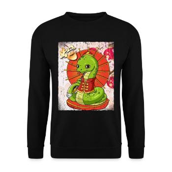 Year of the Serpent Lunar New Year Chinese - Unisex Sweatshirt - black - Front - Alina (178cm) & Michal (187cm)