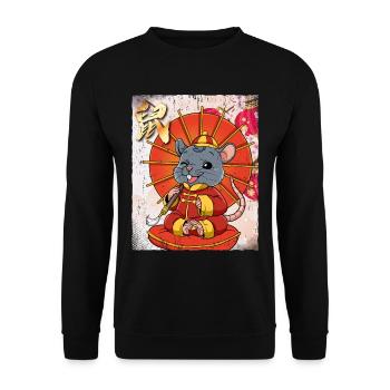 Année du Rat Nouvel An lunaire chinois - Sweat-shirt Unisexe - noir - Devant - Alina (178cm) & Michal (187cm)
