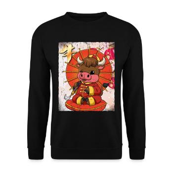 Jahr Des Ochsens Mondneujahrsfest Chinesisches - Unisex Pullover - Schwarz - Vorne - Alina (178cm) & Michal (187cm)