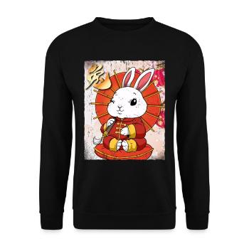 Jahr Des Hasens Mondneujahrsfest Chinesisches - Unisex Pullover - Schwarz - Vorne - Alina (178cm) & Michal (187cm)