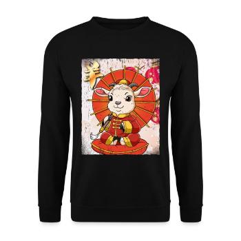 Année de la chèvre Nouvel An lunaire chinois - Sweat-shirt Unisexe - noir - Devant - Alina (178cm) & Michal (187cm)