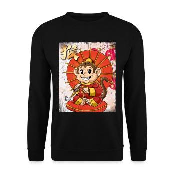 Jahr Des Affen Mondneujahrsfest Chinesisches - Unisex Pullover - Schwarz - Vorne - Alina (178cm) & Michal (187cm)