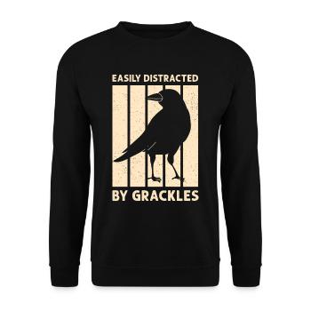 Blackbird Grackle Bird Design pour les ornithologues amateurs - Sweat-shirt Unisexe - noir - Devant - Alina (178cm) & Michal (187cm)