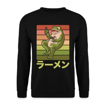 Toad frog eats ramen soup Design for a - Unisex Sweatshirt - black - Front - Alina (178cm) & Michal (187cm)