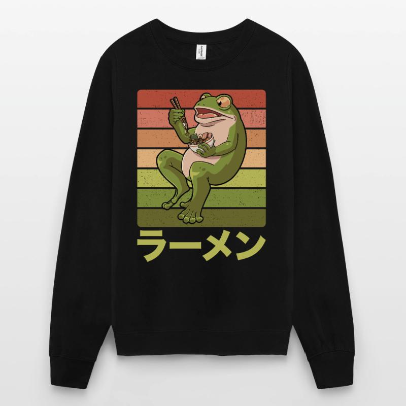 Toad frog eats ramen soup Design for a Unisex Sweatshirt