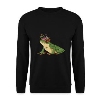 Grenouille aux yeux rouges avec des fleurs design pour un - Sweat-shirt Unisexe - noir - Devant - Alina (178cm) & Michal (187cm)