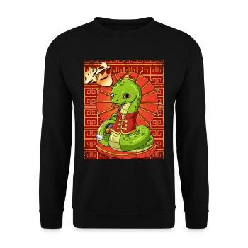 Year of the Serpent Lunar New Year Chinese - Unisex Sweatshirt - black - Front - Alina (178cm) & Michal (187cm)