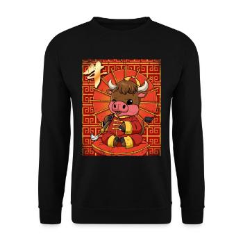 Jahr Des Ochsens Mondneujahrsfest Chinesisches - Unisex Pullover - Schwarz - Vorne - Alina (178cm) & Michal (187cm)