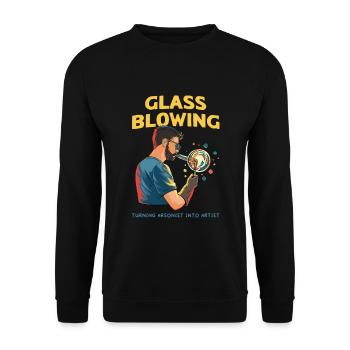 Handblown glass design for a glassblower - Unisex Sweatshirt - black - Front - Alina (178cm) & Michal (187cm)