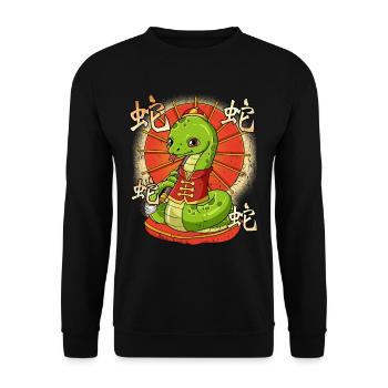 Year of the Serpent Lunar New Year Chinese - Unisex Sweatshirt - black - Front - Alina (178cm) & Michal (187cm)