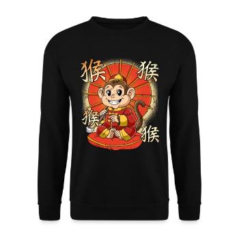 Jahr Des Affen Mondneujahrsfest Chinesisches - Unisex Pullover - Schwarz - Vorne - Alina (178cm) & Michal (187cm)