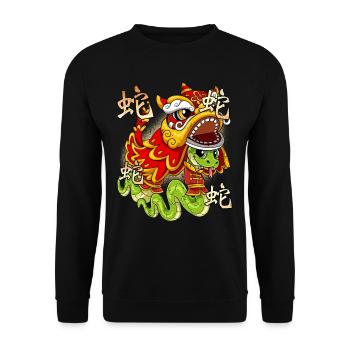 Year of the Serpent Lunar New Year Chinese - Unisex Sweatshirt - black - Front - Alina (178cm) & Michal (187cm)