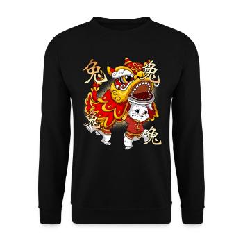 Year of the Hare Lunar New Year Chinese - Unisex Sweatshirt - black - Front - Alina (178cm) & Michal (187cm)