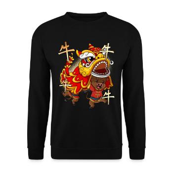 Jahr Des Ochsens Mondneujahrsfest Chinesisches - Unisex Pullover - Schwarz - Vorne - Alina (178cm) & Michal (187cm)