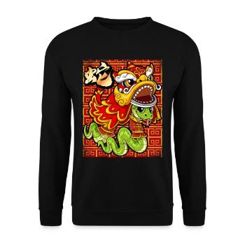 Year of the Serpent Lunar New Year Chinese - Unisex Sweatshirt - black - Front - Alina (178cm) & Michal (187cm)