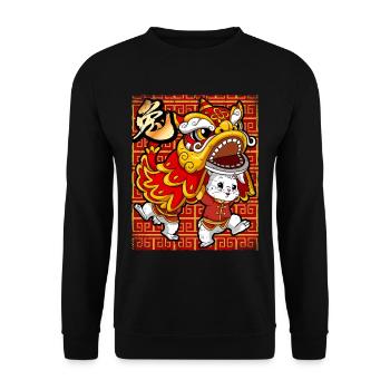 Année du Lièvre Nouvel An lunaire chinois - Sweat-shirt Unisexe - noir - Devant - Alina (178cm) & Michal (187cm)