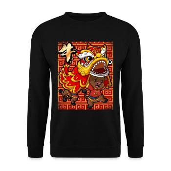 Jahr Des Ochsens Mondneujahrsfest Chinesisches - Unisex Pullover - Schwarz - Vorne - Alina (178cm) & Michal (187cm)