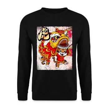 Year of the Tiger Lunar New Year Chinese - Unisex Sweatshirt - black - Front - Alina (178cm) & Michal (187cm)